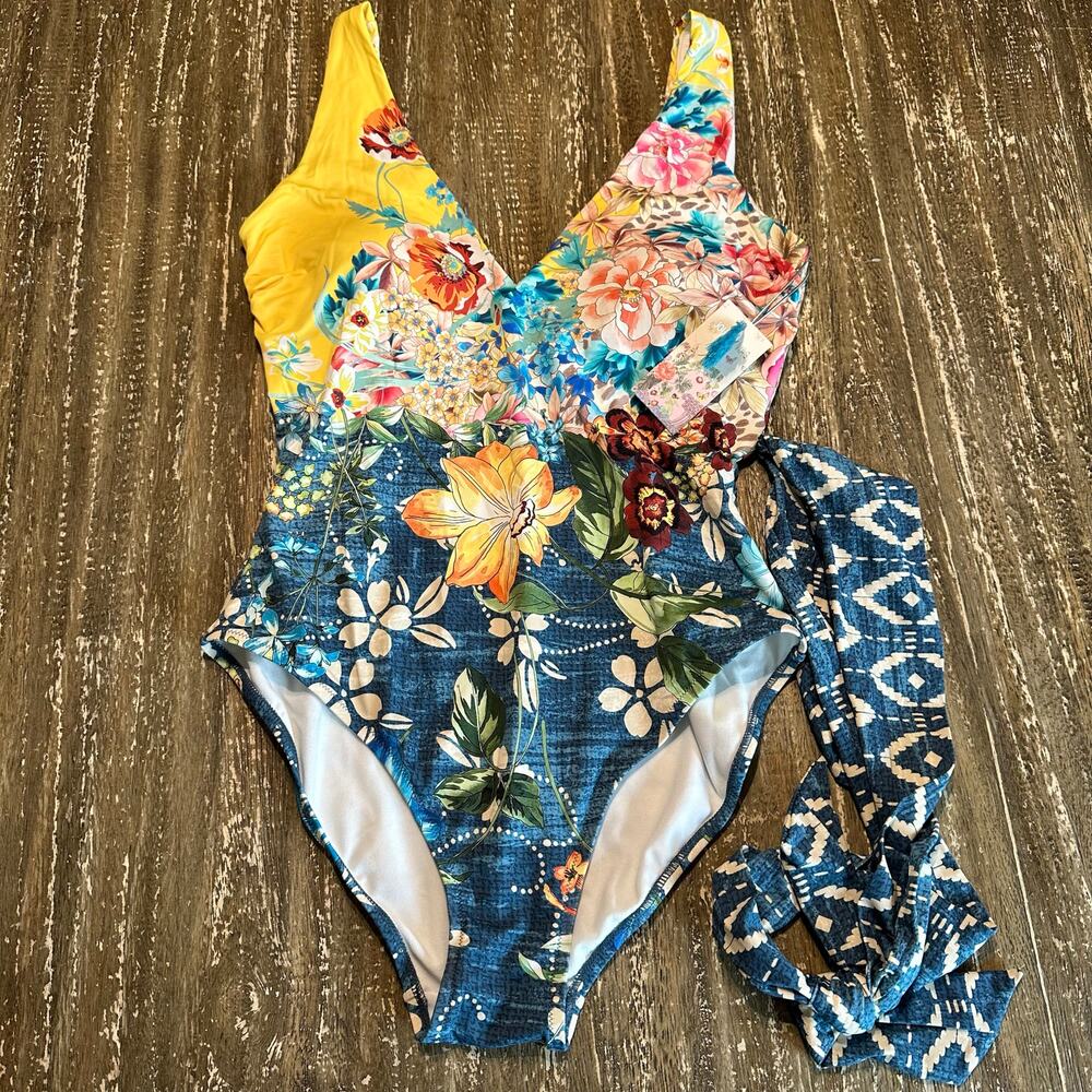NWT Johnny Was Tie-Front One Piece Swimsuit Bathing Suit ‘Nessa’ Women’s Size XL